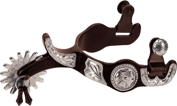 WEAVER LEATHER Engraved German Silver Trim Men's Spurs 