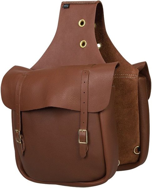 SB-57: Showman ® Tooled leather saddle bag with hair-on cowhide overl -  TexanSaddles.com