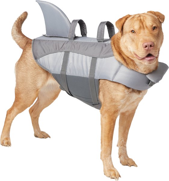 Frisco Shark Dog Life Jacket, Gray, Large slide 1 of 10