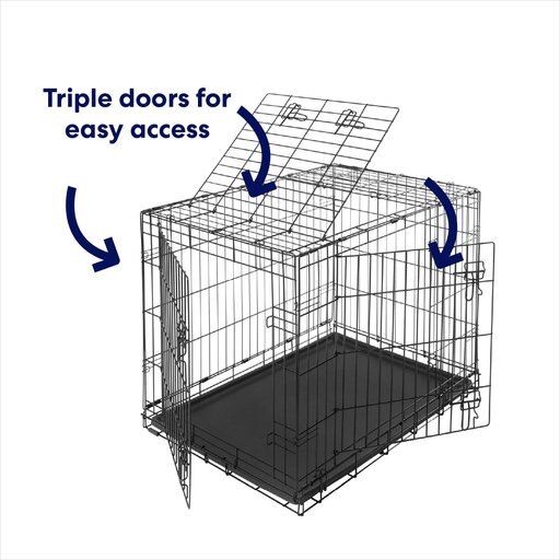 Frisco Heavy Duty All-in-1 Multi-Stage 3 Door Collapsible Wire Dog Crate, Med/Large