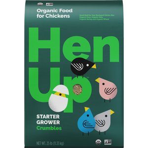 Hen Up Starter Grower Organic Crumbles Chicken Food, 25-lb bag