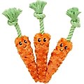 Frisco Carrot Plush with Rope Dog Toy, Small/Medium, 3 count