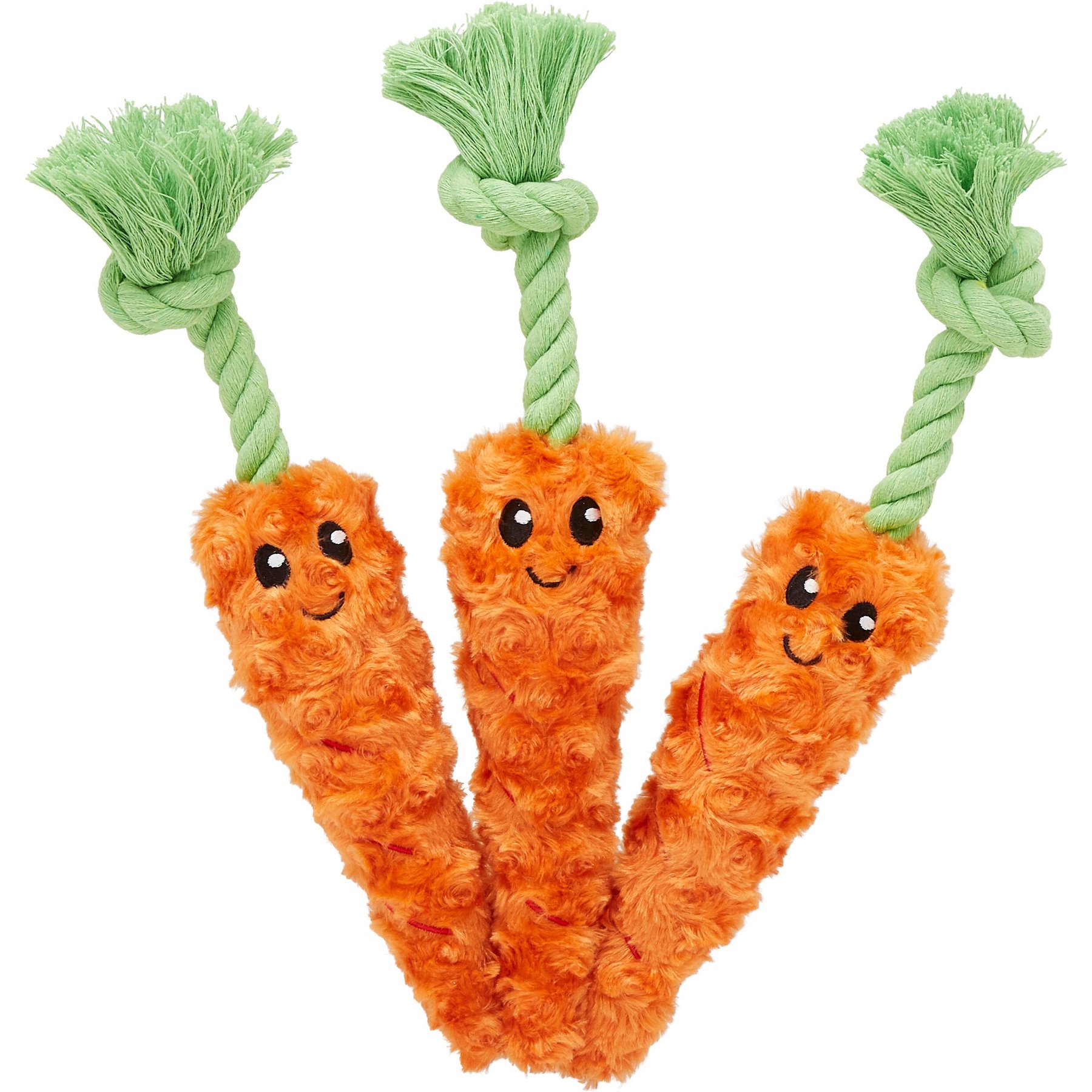 Frisco Easter Carrot Plush with Rope Dog Toy, Small/Medium, 3 Count