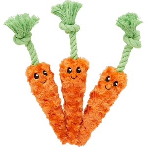 Frisco Carrot Plush with Rope Dog Toy, Small/Medium, 3 count