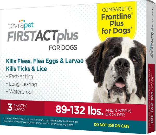 TevraPet FirstAct Plus Flea & Tick Spot Treatment for Dogs, 89 - 132 lbs, 3 Doses (3-mos. supply) slide 1 of 8