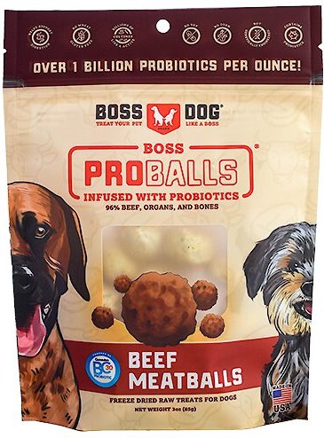 Boss Dog Proballs Beef Freeze-Dried Dog Treats, 3-oz pouch slide 1 of 7