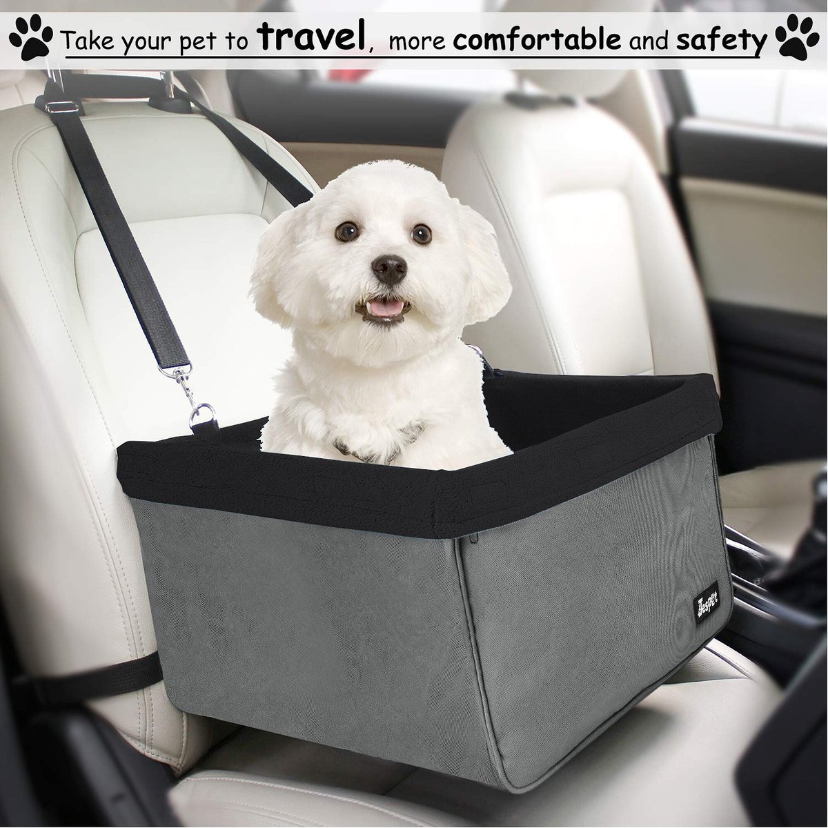 JESPET Car Travel Dog Booster Seat, Black