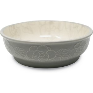Pioneer Pet Magnolia Ceramic Dog & Cat Bowl, Gray, Medium