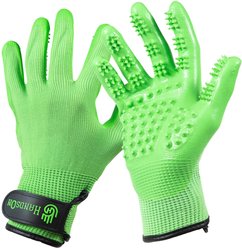 HandsOn All-In-One Pet Bathing & Grooming Gloves, Green, Medium
