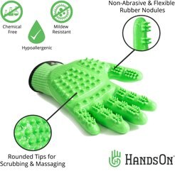 HandsOn All-In-One Pet Bathing & Grooming Gloves, Green, Medium slide 2 of 6