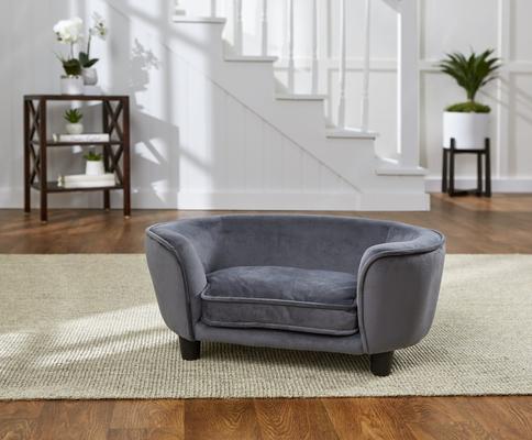 Show full view: Enchanted Home Pet Coco Sofa Cat & Dog Bed with Removable Cover, Dark Grey slide 2 of 10