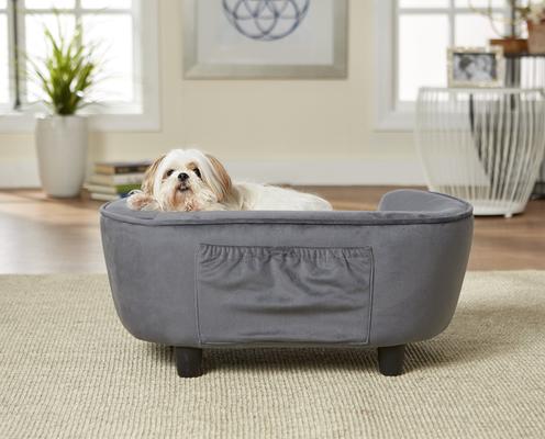 Show full view: Enchanted Home Pet Coco Sofa Cat & Dog Bed with Removable Cover, Dark Grey slide 3 of 10