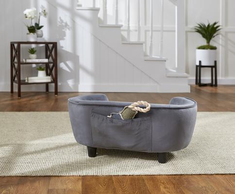 Show full view: Enchanted Home Pet Coco Sofa Cat & Dog Bed with Removable Cover, Dark Grey slide 4 of 10