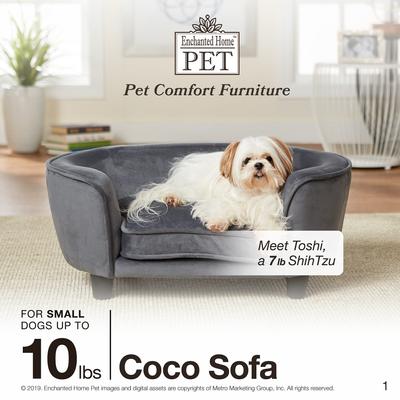 Show full view: Enchanted Home Pet Coco Sofa Cat & Dog Bed with Removable Cover, Dark Grey slide 5 of 10