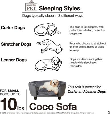 Show full view: Enchanted Home Pet Coco Sofa Cat & Dog Bed with Removable Cover, Dark Grey slide 6 of 10
