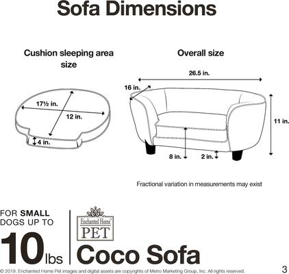 Show full view: Enchanted Home Pet Coco Sofa Cat & Dog Bed with Removable Cover, Dark Grey slide 7 of 10