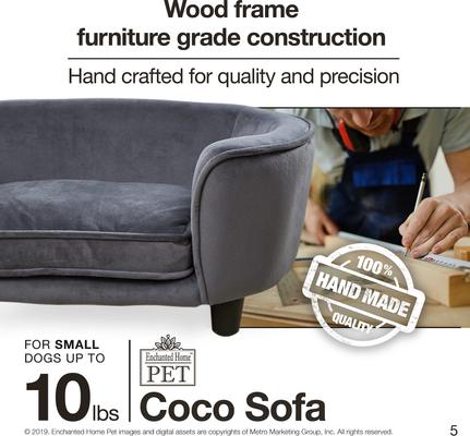 Show full view: Enchanted Home Pet Coco Sofa Cat & Dog Bed with Removable Cover, Dark Grey slide 9 of 10