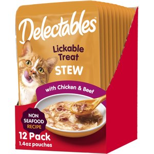 Hartz Delectables Stew Non-Seafood Recipe Chicken & Beef Lickable Wet Cat Treats, 1.4-oz, case of 12