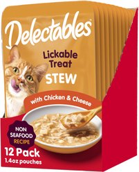 Hartz Delectables Stew Non-Seafood Recipe Chicken & Cheese Lickable Wet Cat Treats, 1.4-oz, case of 12