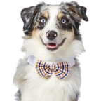 Frisco Plaid Dog & Cat Bow Tie, Orange & Blue, X-Small/Small