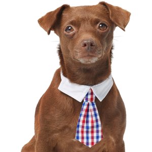 Frisco Plaid Dog & Cat Neck Tie, Medium/Large, Red & Blue