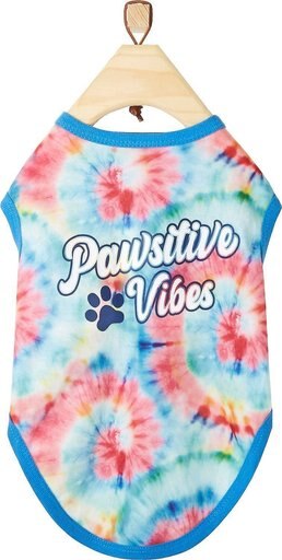 Frisco Pawsitive Vibes Tiedye Print Dog & Cat T-Shirt, Small