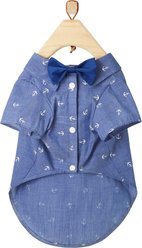 Frisco Anchor Print Chambray Dog & Cat Button Up Shirt, X-Large