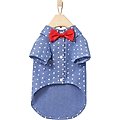 Frisco Polka Dot Chambray Dog & Cat Button Up Shirt, Small