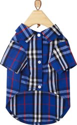 Frisco Plaid Dog & Cat Button Up Shirt, Navy Plaid, Large