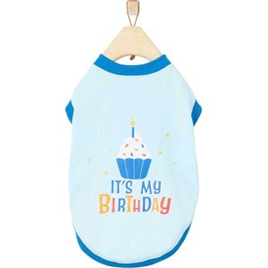 Frisco It's My Birthday & Cat T-Shirt, Blue, X-Small