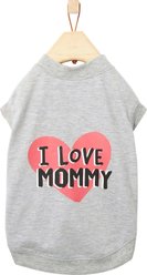 Frisco I Love Mommy Dog & Cat T-Shirt, Gray, Large