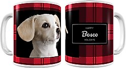 Frisco Plaid White Personalized Coffee Mug, 11-oz