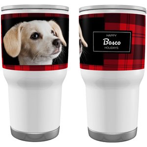 Frisco Double Walled Red Plaid Personalized Tumbler, 30-oz cup