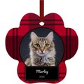 Frisco Plaid Paw Shape Metal Personalized Dog & Cat Holiday Ornament