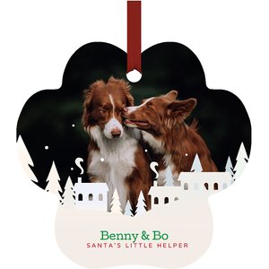 Frisco Winter Town Paw Shape Metal Personalized Dog & Cat Holiday Ornament