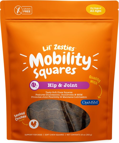 Zesty Paws Lil' Zesties Mobility Squares Chicken Flavored Soft Chews Hip & Joint Supplement for Dogs, 10-oz bag slide 1 of 11