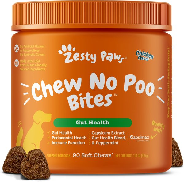 Zesty Paws Chew No Poo Bites Chicken Flavored Soft Chews Coprophagia Supplement for Dogs, 90 count slide 1 of 9