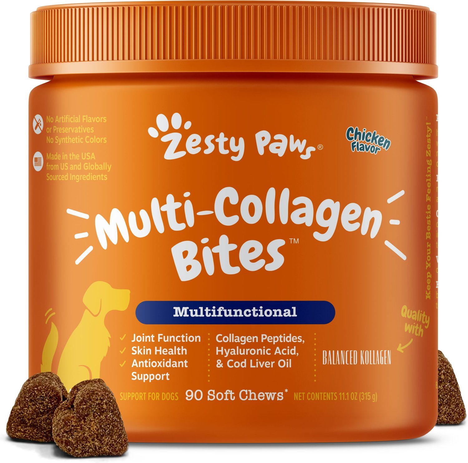 ZESTY PAWS Multi-Collagen Bites Chicken Flavored Soft Chews ...