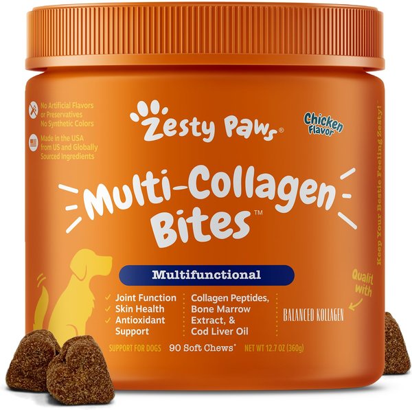 Zesty Paws Multi-Collagen Bites Chicken Flavored Soft Chews Multivitamin for Dogs, 90 count slide 1 of 9