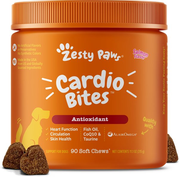 Zesty Paws Cardio Bites Salmon Flavored Soft Chews Heart Supplement for Dogs