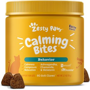 Zesty Paws Calming Bites Bacon Flavored Soft Chews Calming Supplement for Cats, 60 count