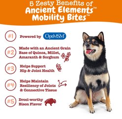 Zesty Paws Ancient Elements Mobility Bites Bison Flavored Soft Chews Glucosamine Hip & Joint Supplement for Dogs, 90 count slide 2 of 9