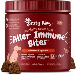 Zesty Paws Ancient Elements Aller-Immune Bites Bison Flavored Soft Chews Allergy & Immune Supplement for Dogs, 90 count