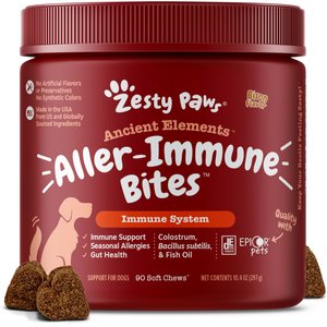 Zesty Paws Ancient Elements Aller-Immune Bites Bison Flavored Soft Chews Allergy & Immune Supplement for Dogs, 90 count