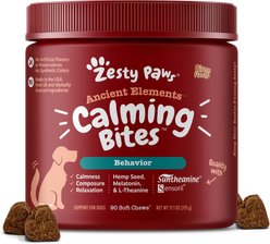 Zesty Paws Ancient Elements Calming Elements Bison Flavored Soft Chews Calming Supplement for Dogs, 90 count