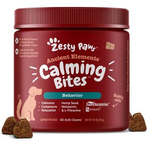 Zesty Paws Ancient Elements Calming Elements Bison Flavored Soft Chews Calming Supplement for Dogs, 90 count
