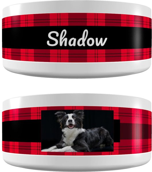 Frisco Plaid Ceramic Personalized Dog Bowl, 4.75 Cup slide 1 of 5