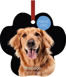 Frisco "Forever Loved" Paw Shape Metal Personalized Dog & Cat Holiday Ornament