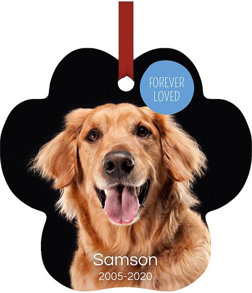 Frisco "Forever Loved" Paw Shape Metal Personalized Dog & Cat Holiday Ornament slide 1 of 4