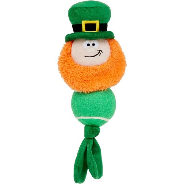 Frisco St. Patrick's Shamrock Beer Plush with Rope Squeaky Dog Toy